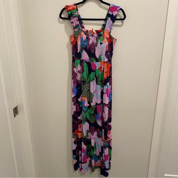 Soma Tropical Floral Flutter Sleeve Maxi Dress - Size M - Picture 3 of 9